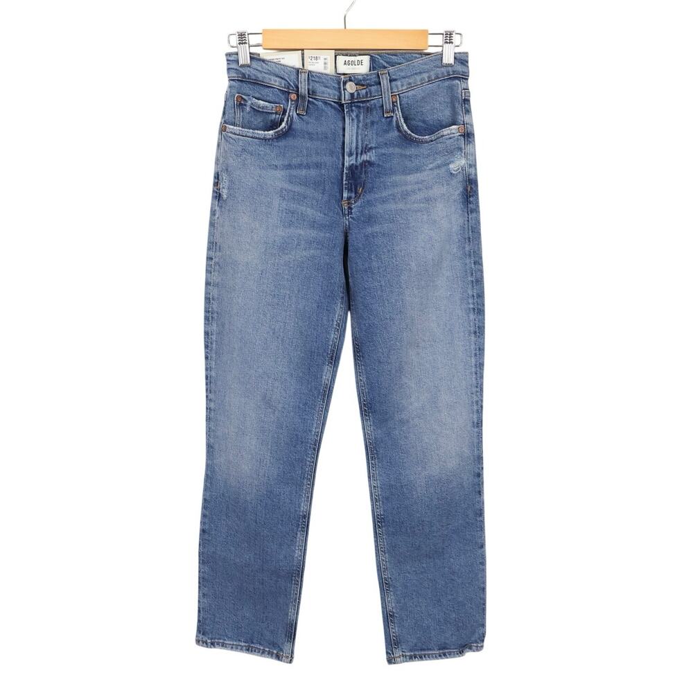 NWT Agolde Kye Mid-Rise Stretch Straight Crop In Notion Medium Wash Size 24